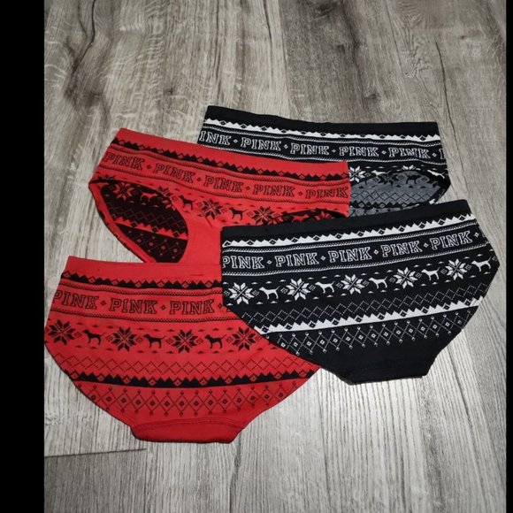 Bundle of 4 Fair Isle holiday panties PINK NWOT - Picture 2 of 4
